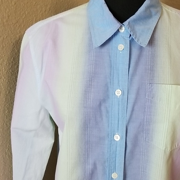Escada Sport Long Sleeve Rainbow Button Up Shirt 40 - Picture 2 of 7